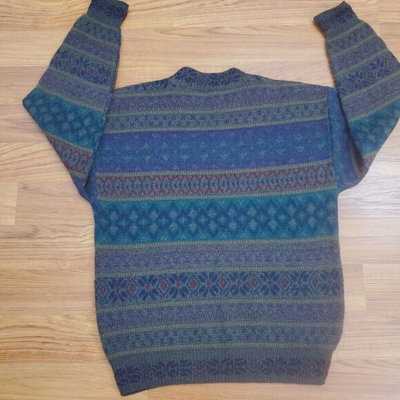 VINTAGE WoodWard Italy Wool Mohair Sweater Size Large Mixed color/print Grandpa - Picture 9 of 9